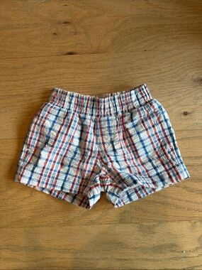 Beaufort Bonnet boys Plaid Cotton Shorts - Red & Blue plaid 12-18 mos
